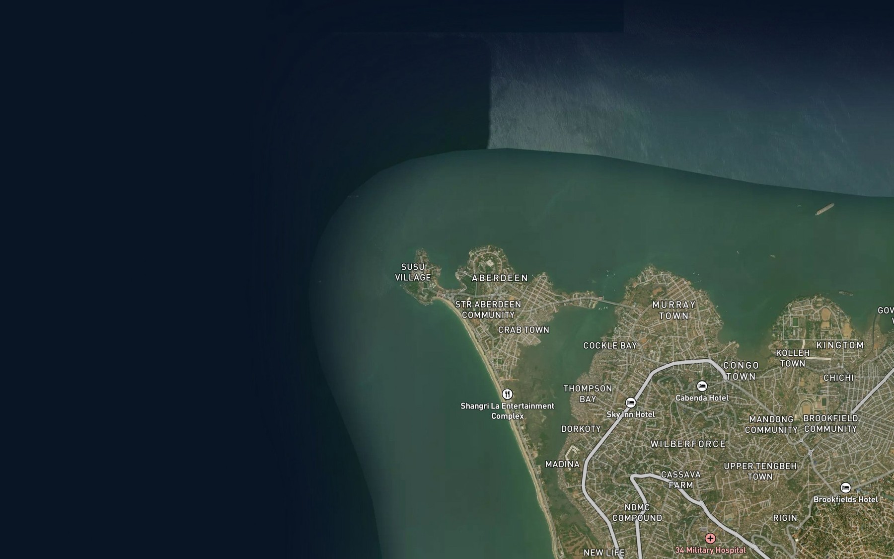 Satellite map of the Man of War Bay