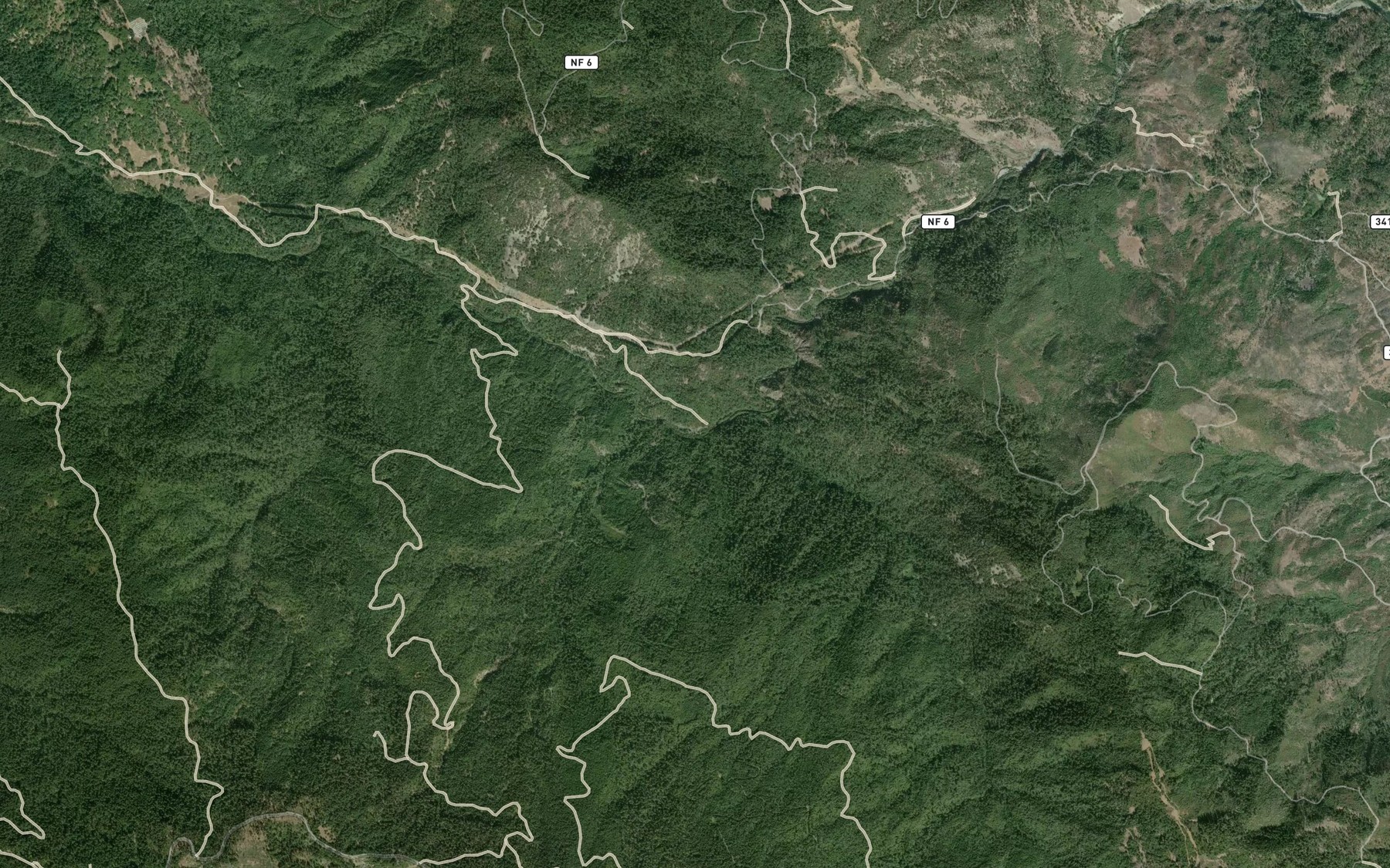 Satellite map of the Trappers Creek