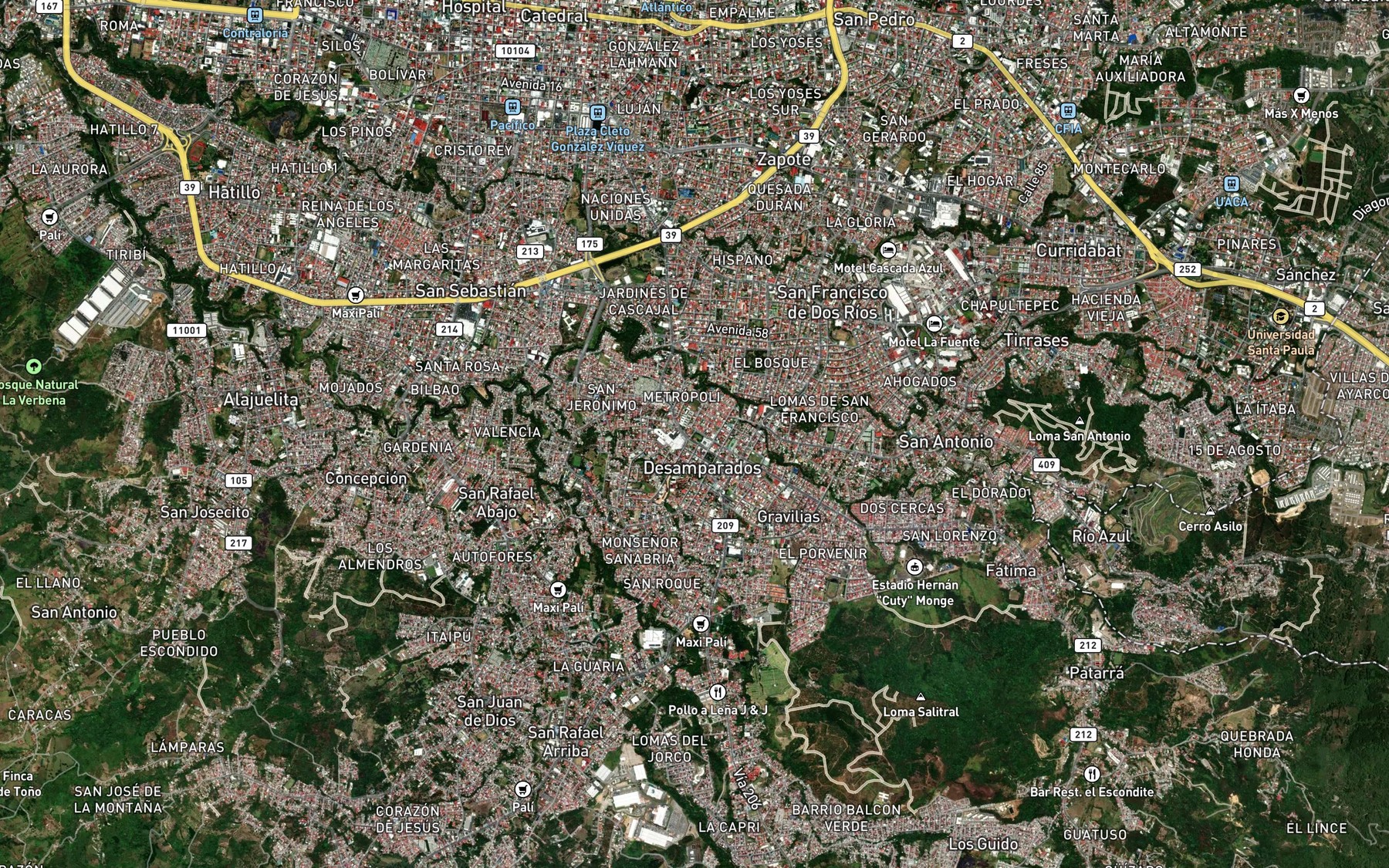 Satellite map of the Quebrada Mendez