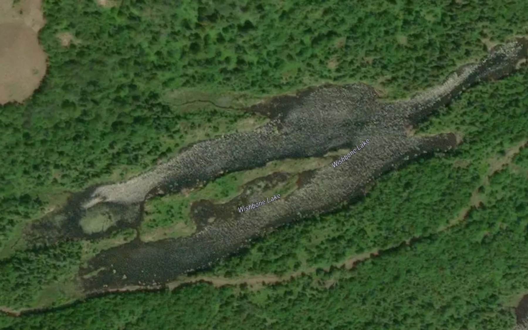Satellite map of the Wishbone Lake