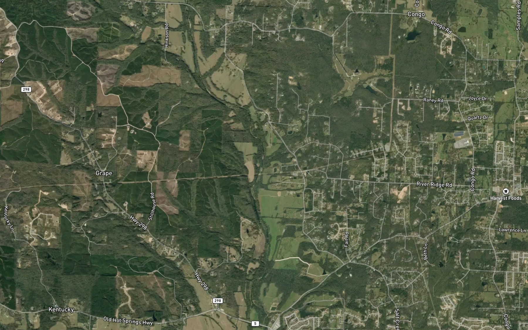 Satellite map of the Dry Creek