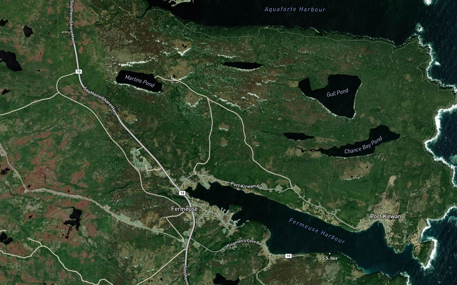 Satellite map of the Broom Cove Pond