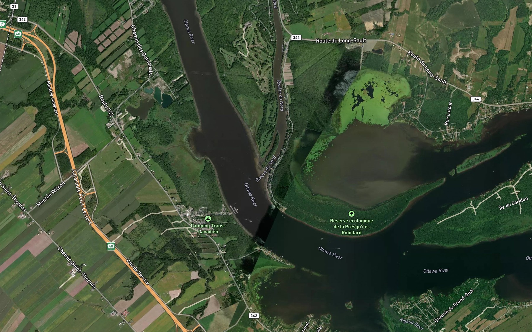 Satellite map of the Riviere du Nord