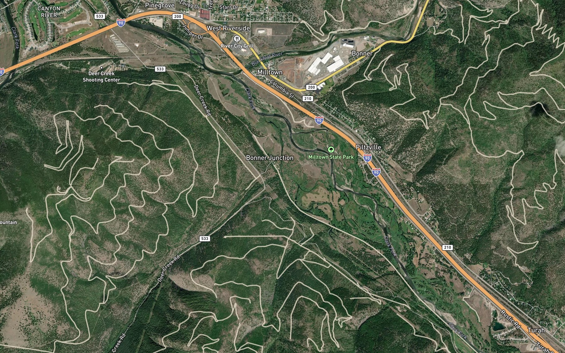 Satellite map of the Deer Creek