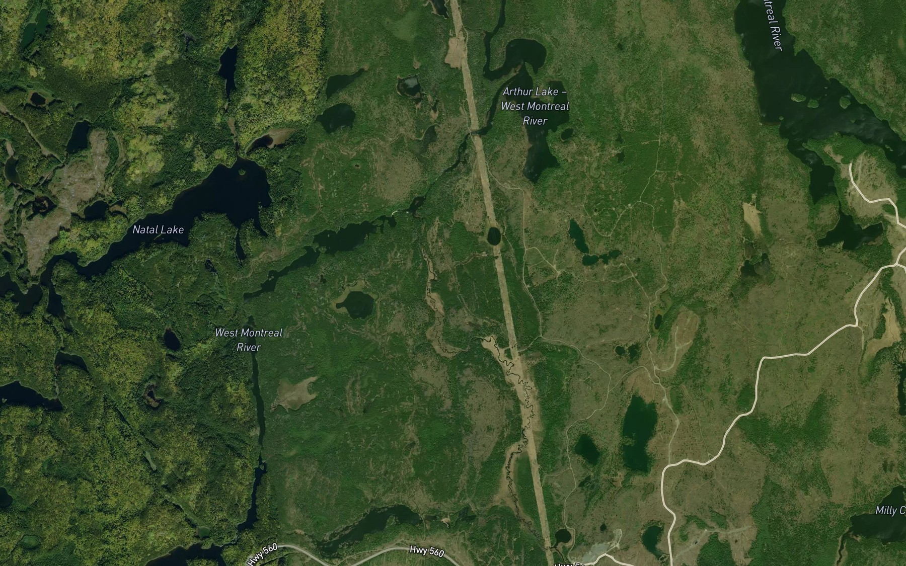 Satellite map of the Ribble Rapids