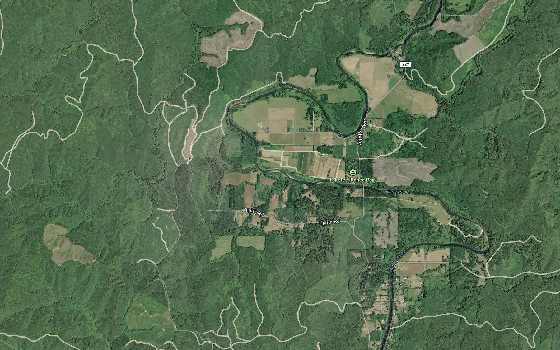 Satellite map of the Ojalla Creek