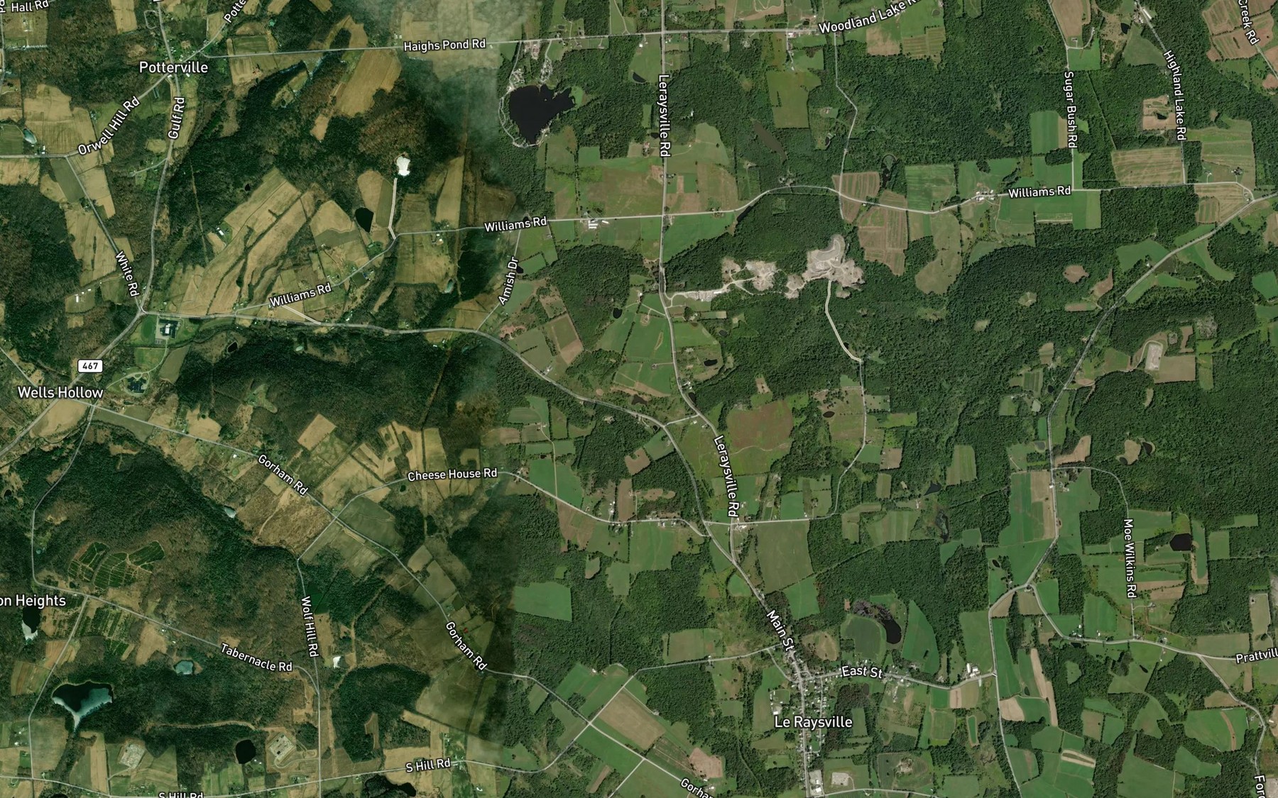 Satellite map of the Atwoods Pond