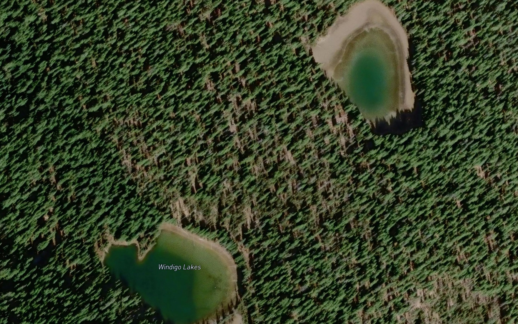 Satellite map of the Windigo Lakes