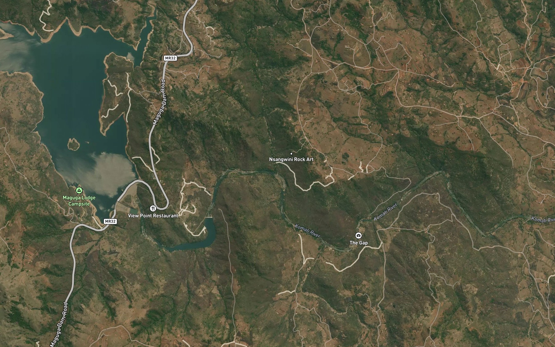 Satellite map of the Mlambongwenya