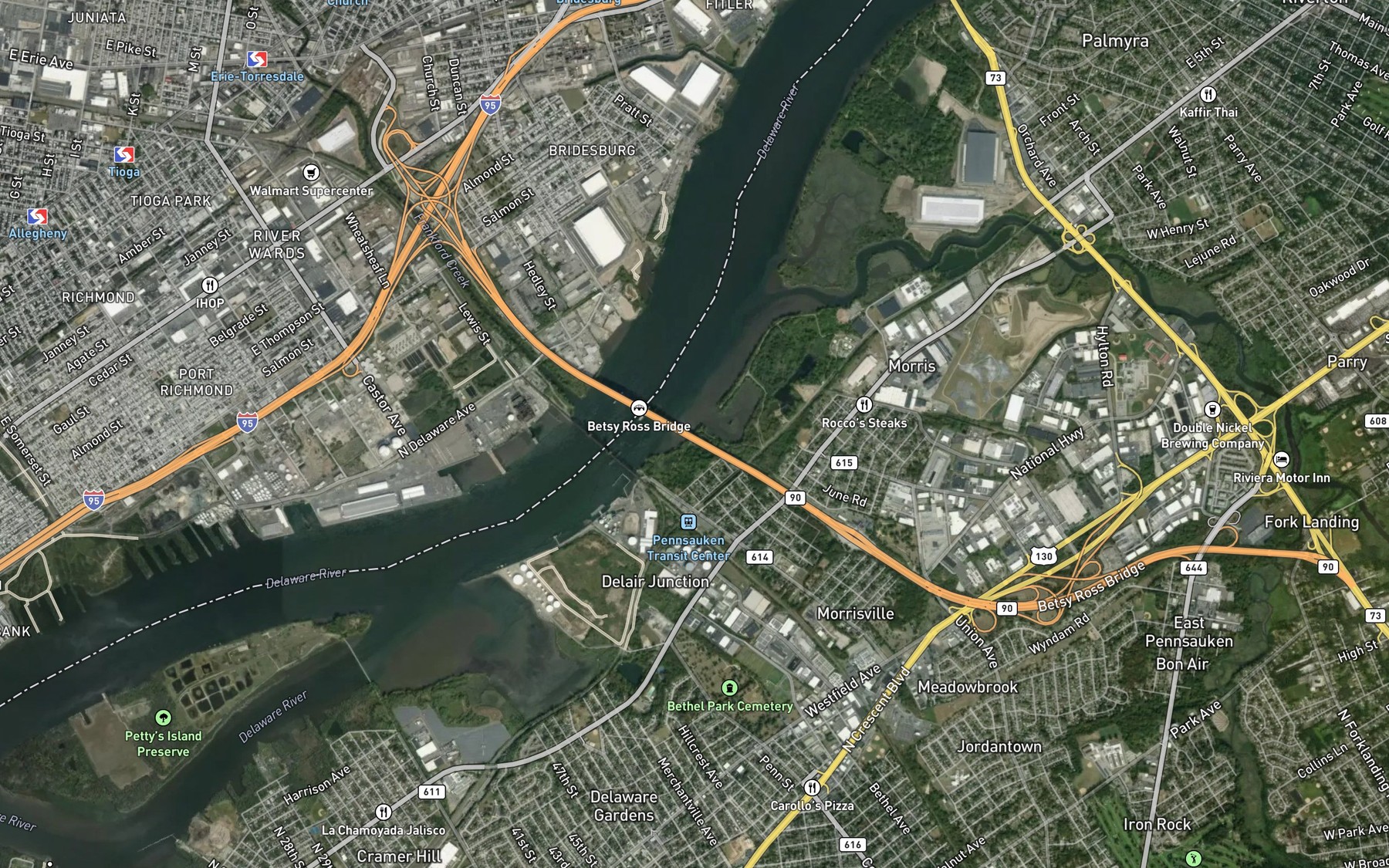 Satellite map of the Pochack Creek