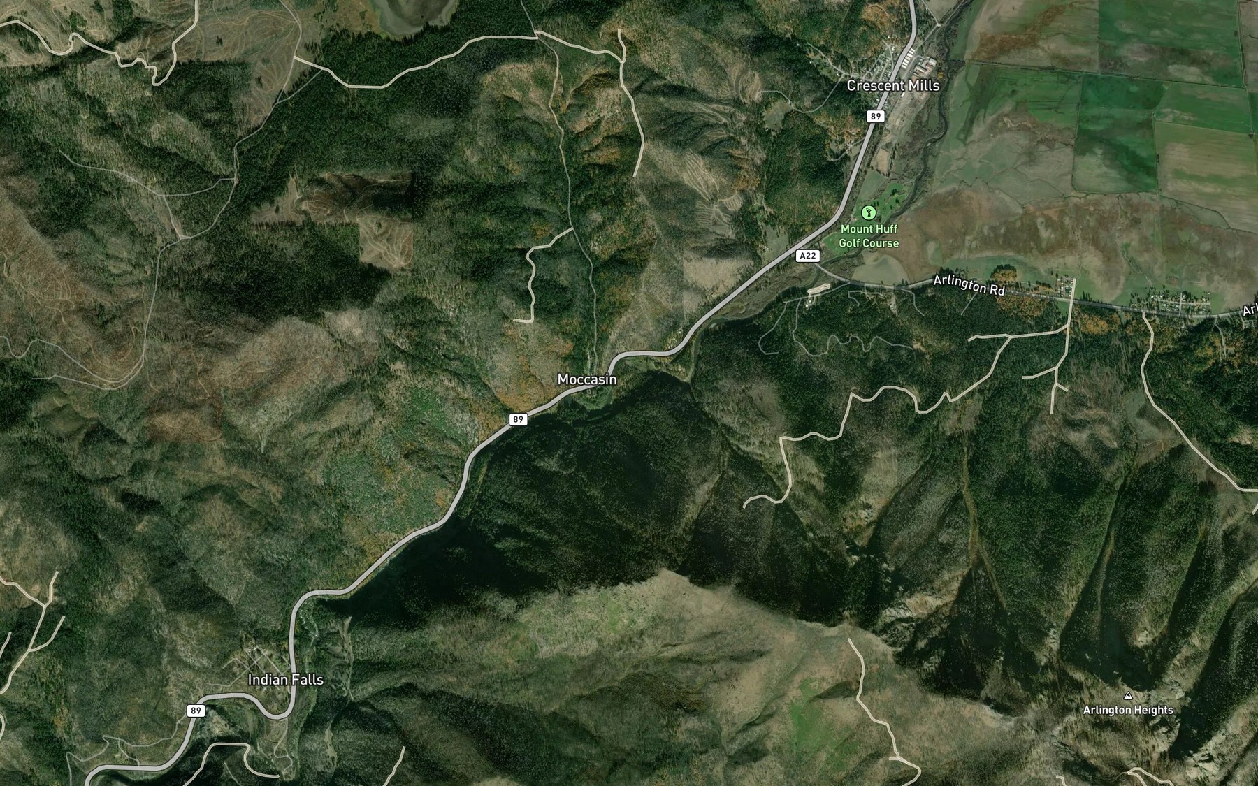 Satellite map of the Dixie Creek