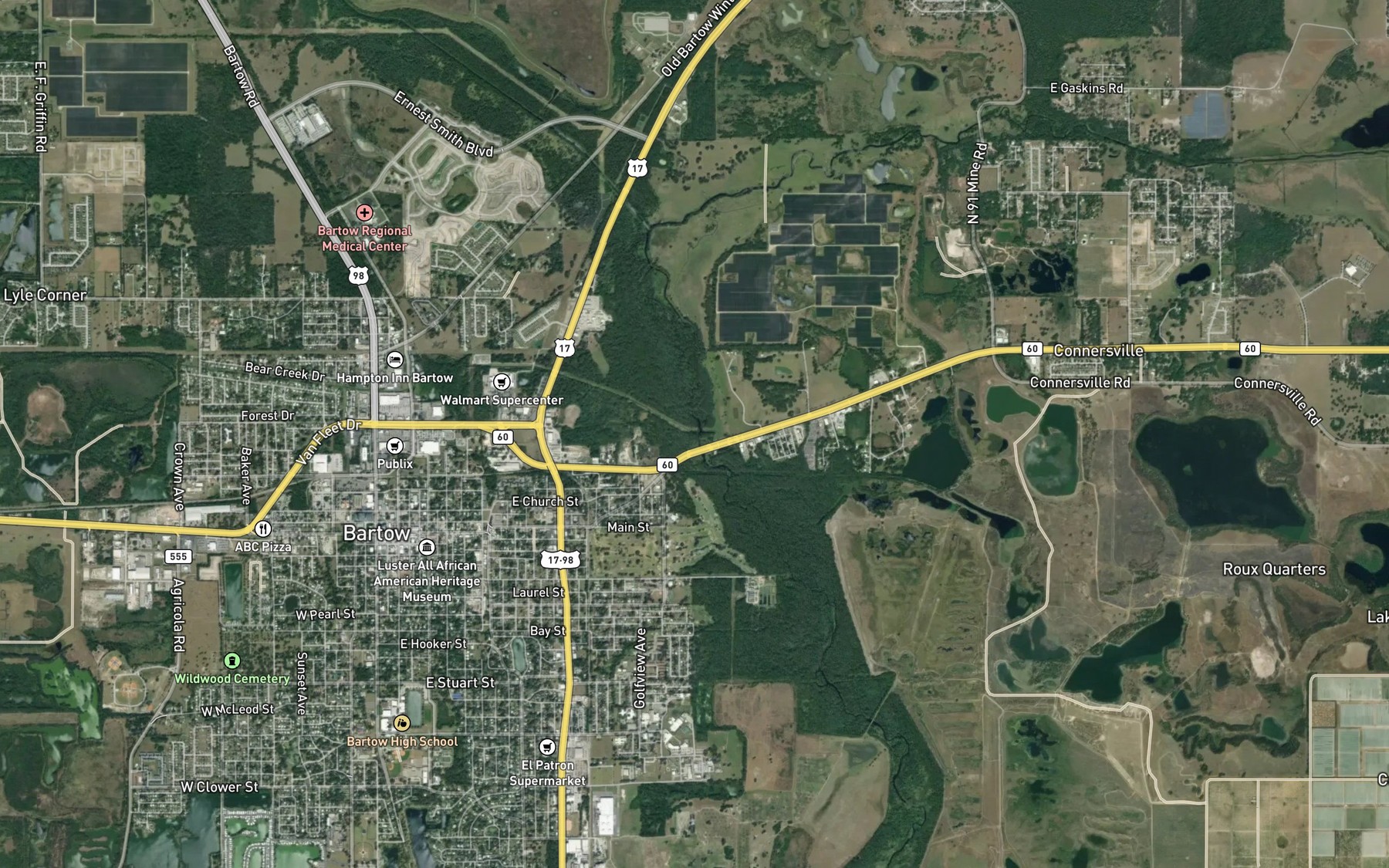 Satellite map of the McKinney Branch