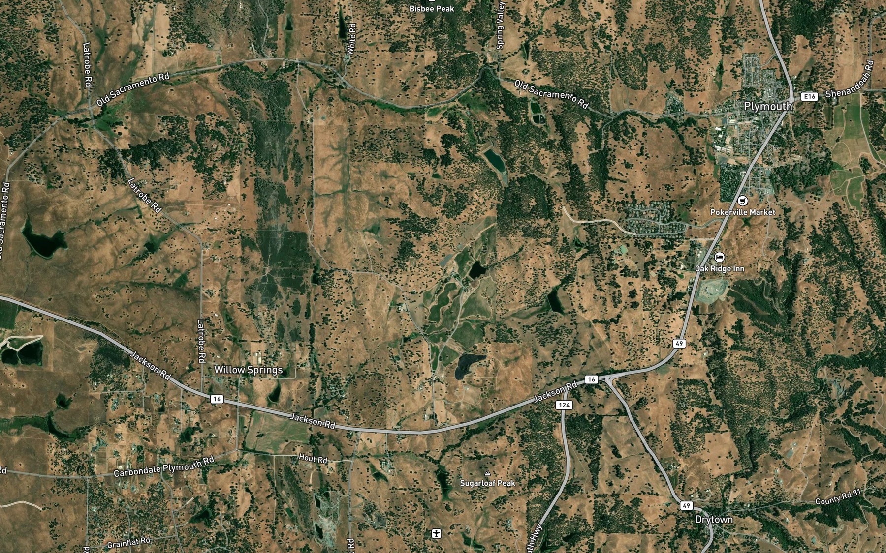 Satellite map of the Arroyo Seco Ditch