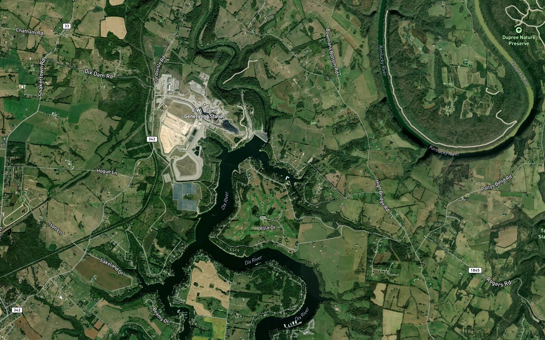 Satellite map of the Rocky Fork