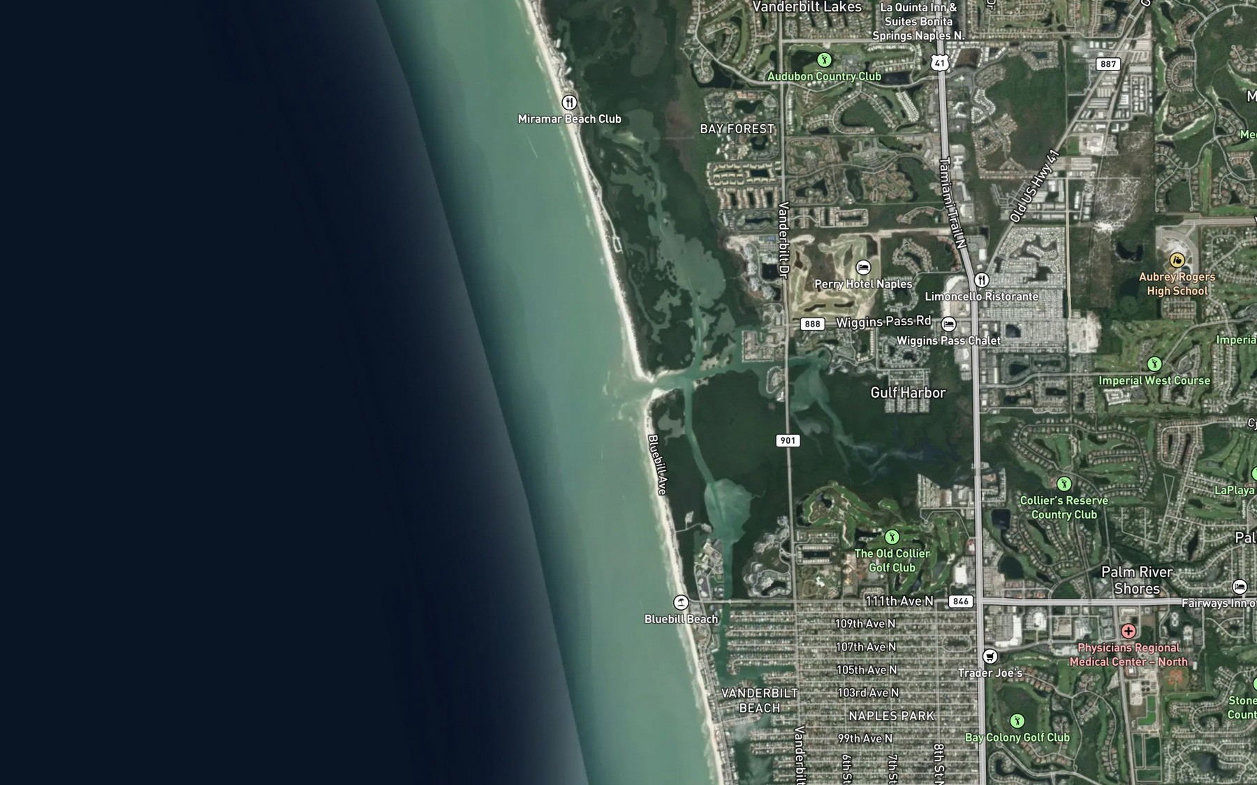 Satellite map of the Cocohatchee River