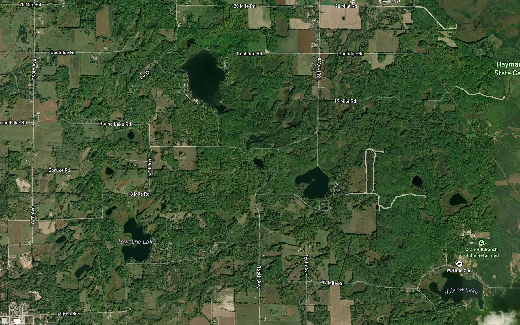 Satellite map of the Little Bergess Lake