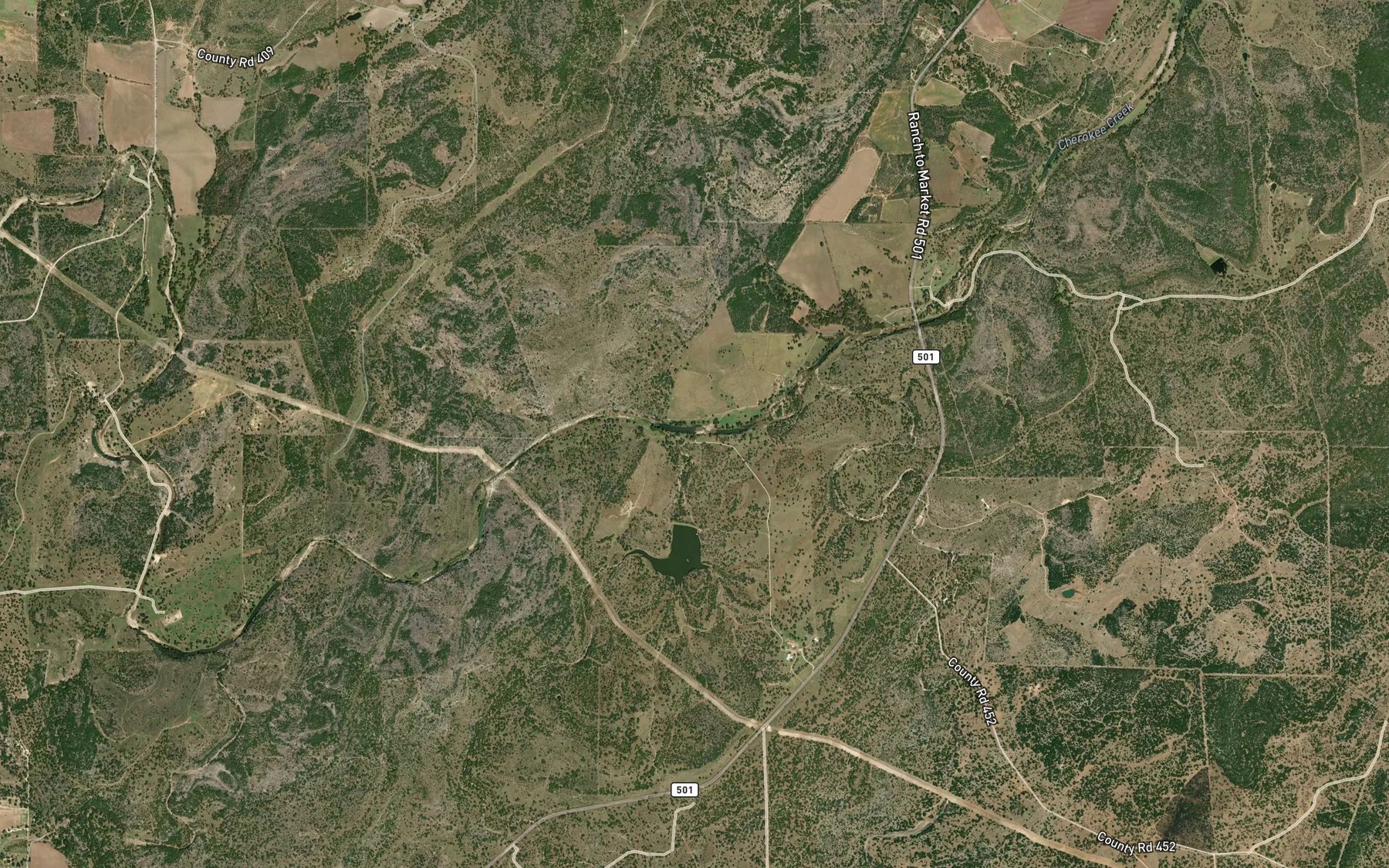 Satellite map of the Bee Branch