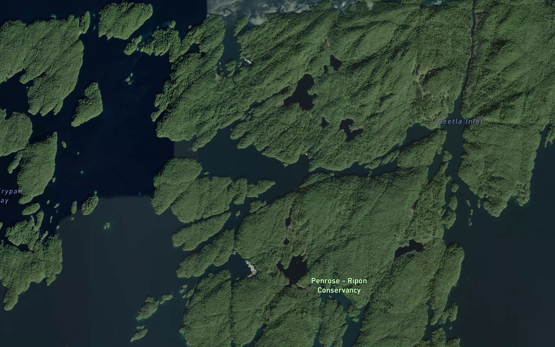 Satellite map of the Magee Channel
