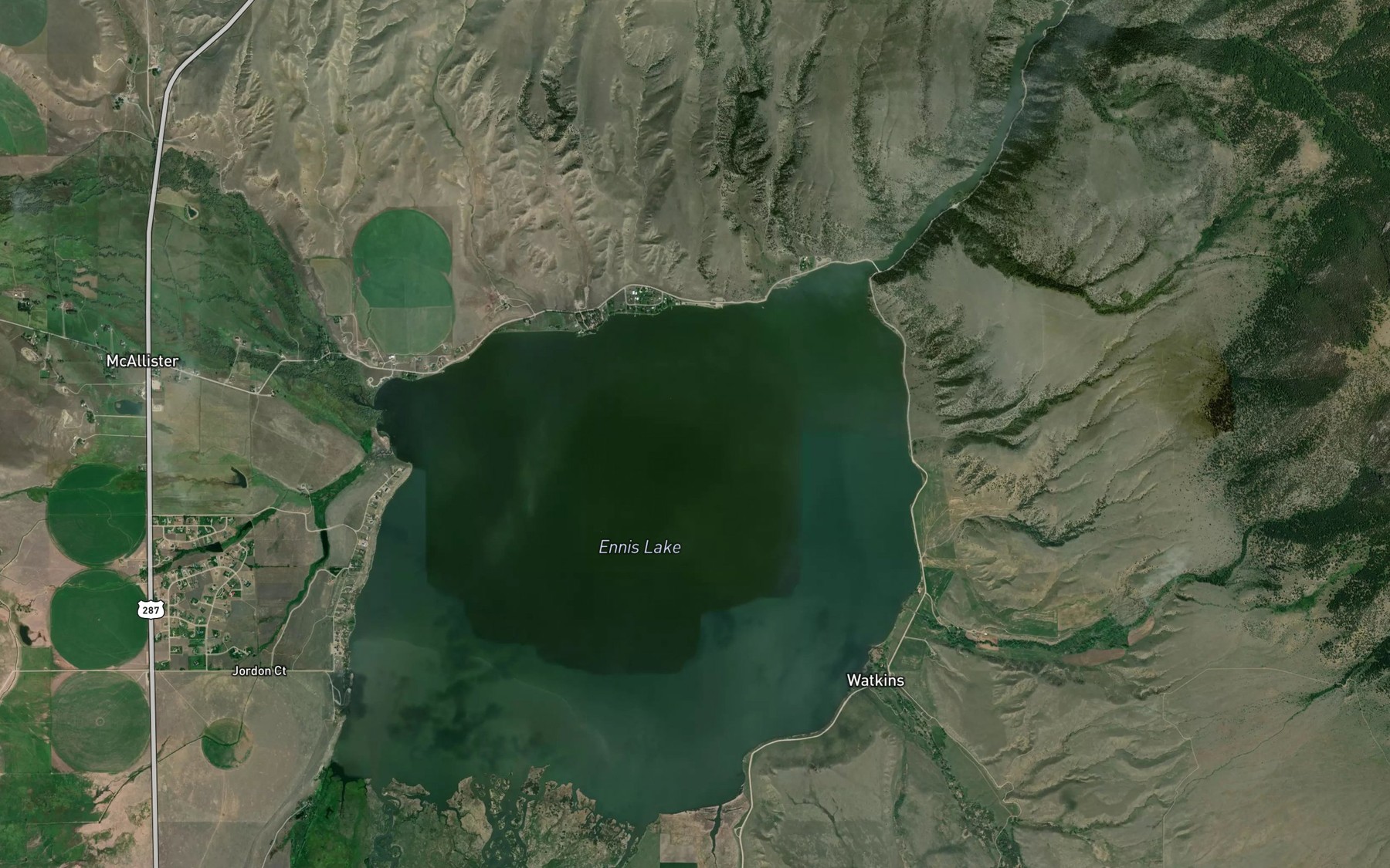 Satellite map of the Ennis Lake