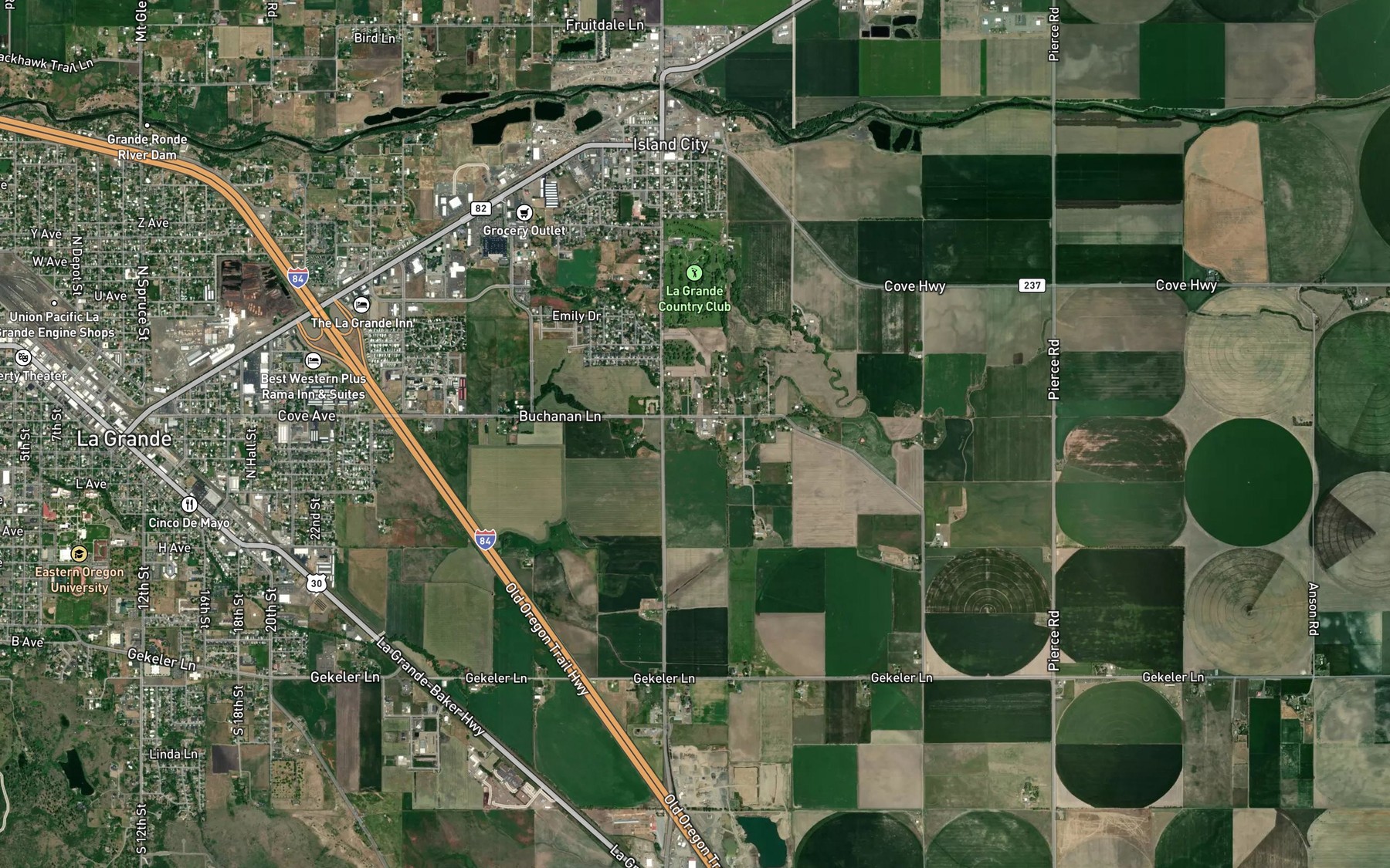 Satellite map of the Byron Slough