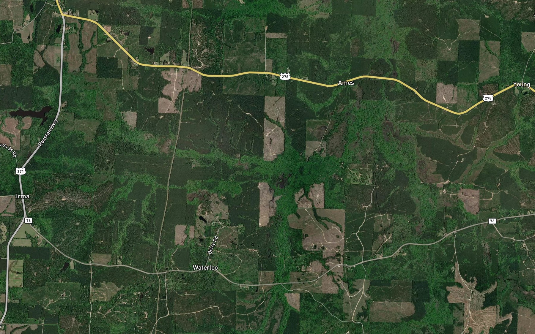 Satellite map of the Brushy Creek
