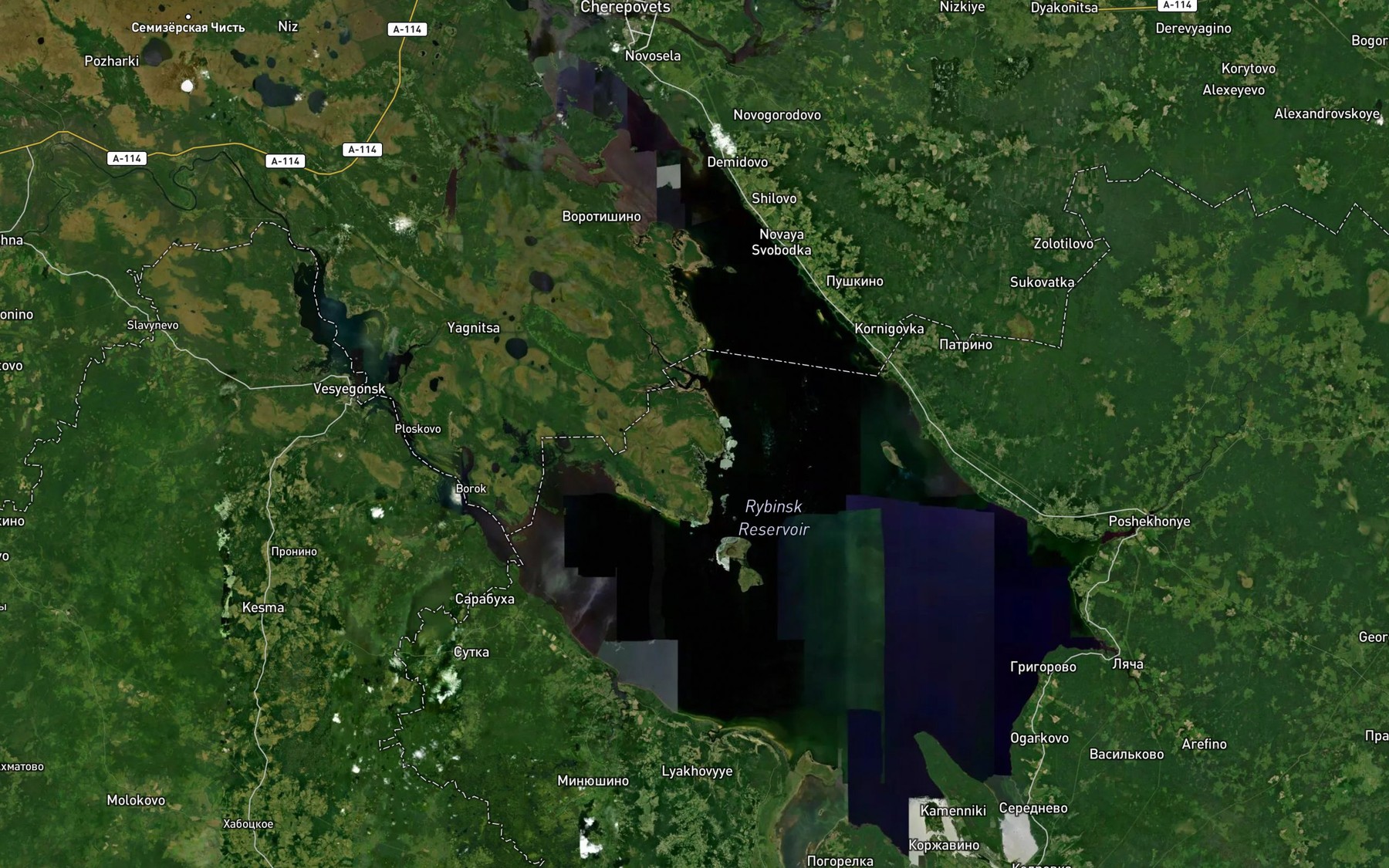 Satellite map of the Nakhta