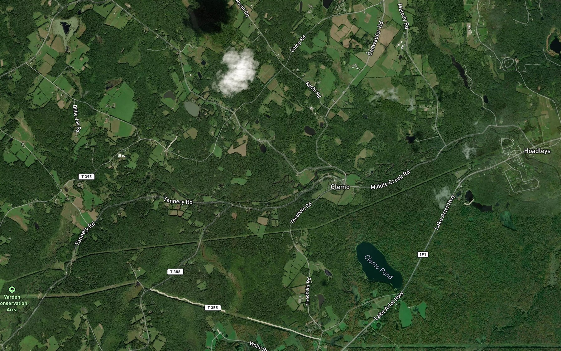 Satellite map of the Mile Brook