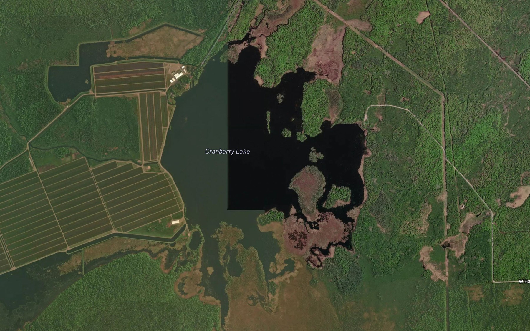 Satellite map of the Cranberry Lake