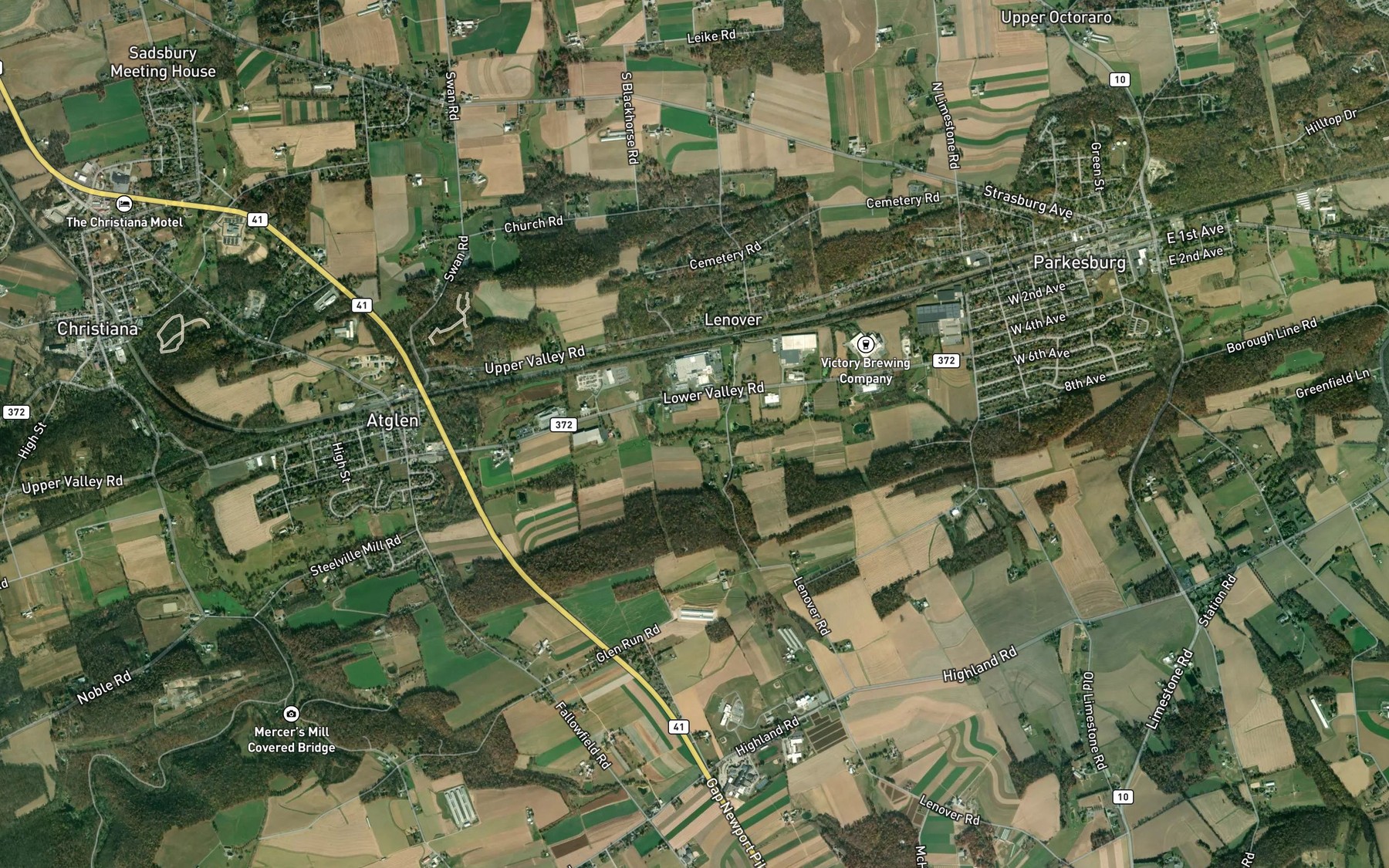 Satellite map of the Glen Run
