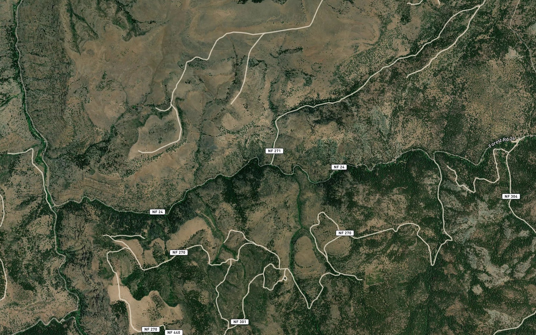 Satellite map of the Round Creek