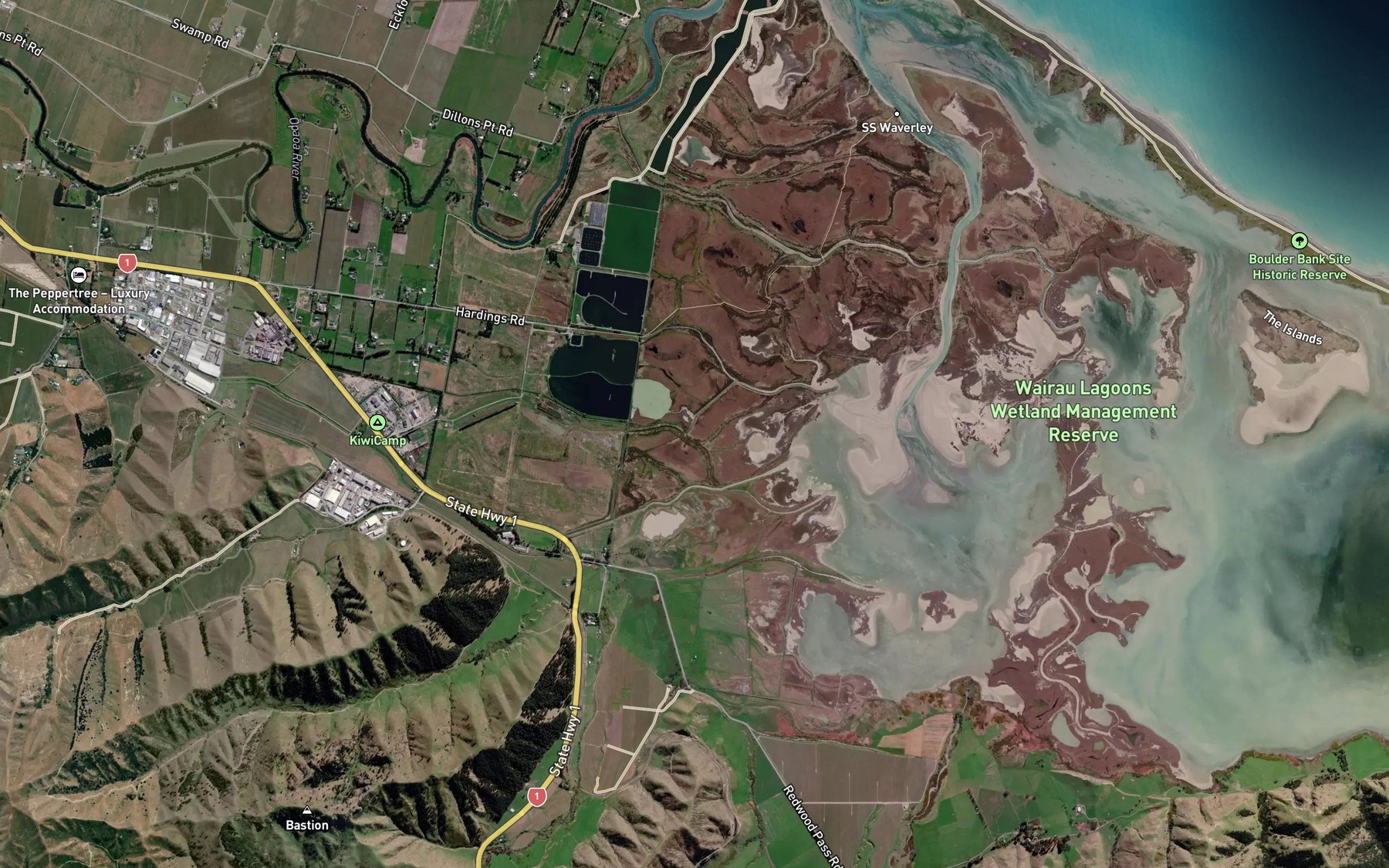 Satellite map of the Maori Channel