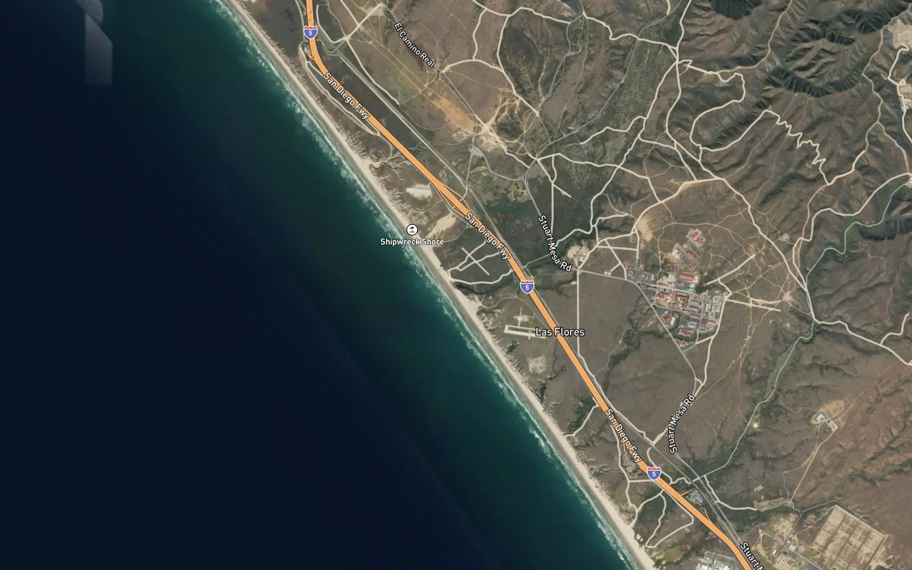 Satellite map of the Las Flores Creek