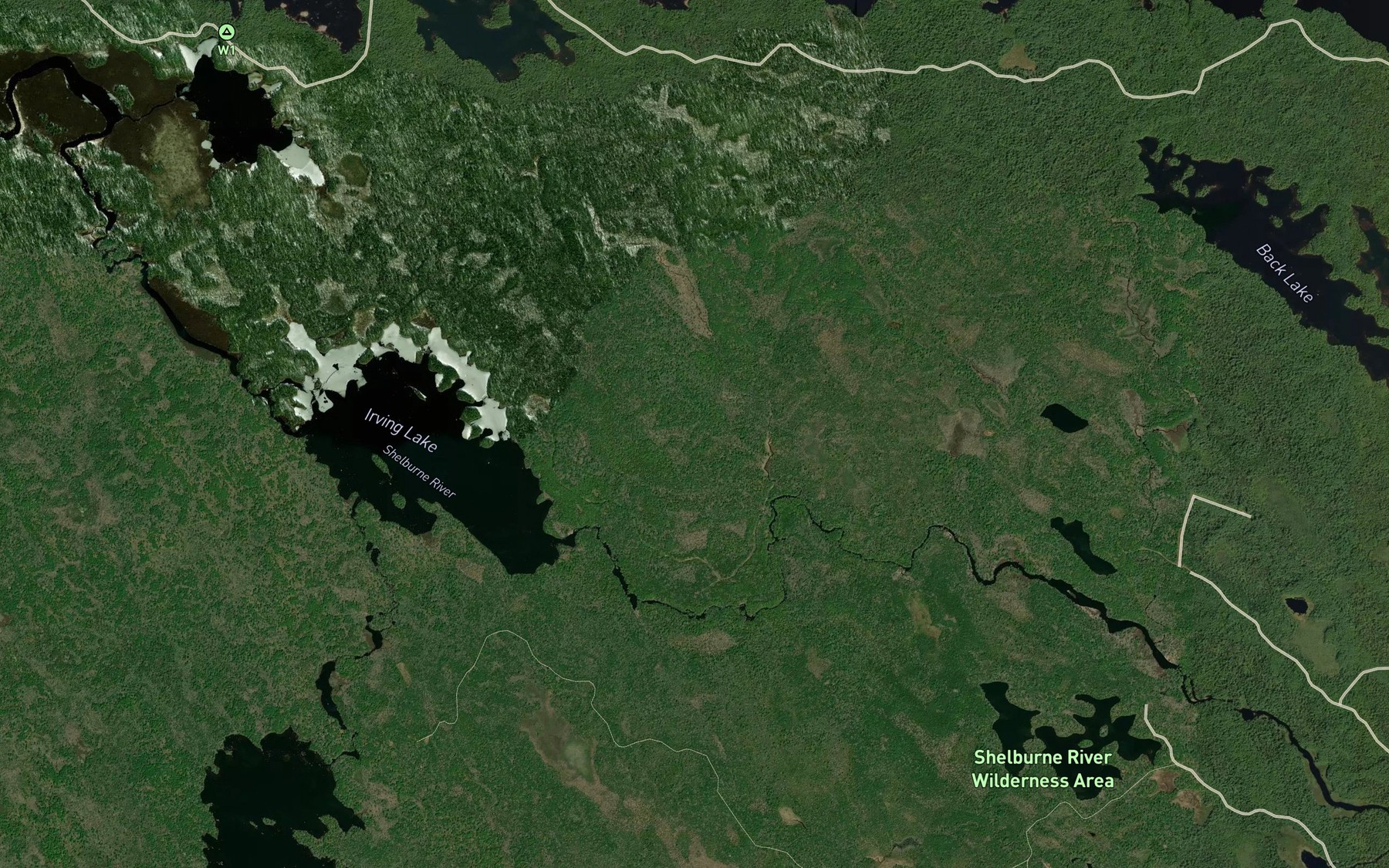 Satellite map of the Beaverskin Brook