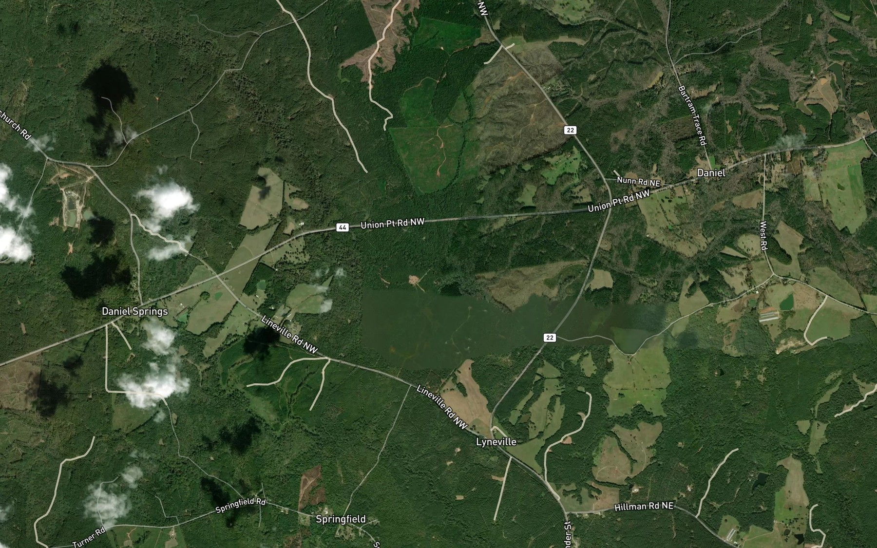 Satellite map of the White Creek