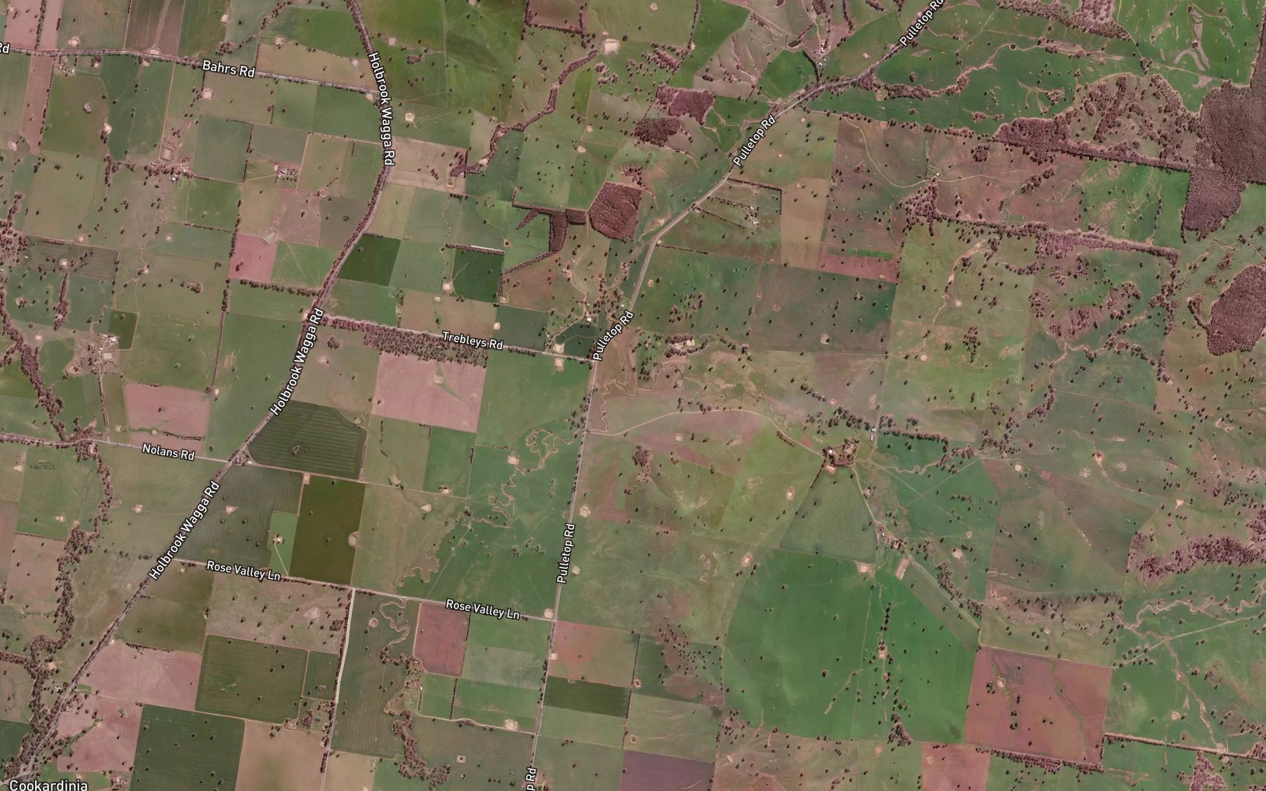 Satellite map of the Sawpit Creek