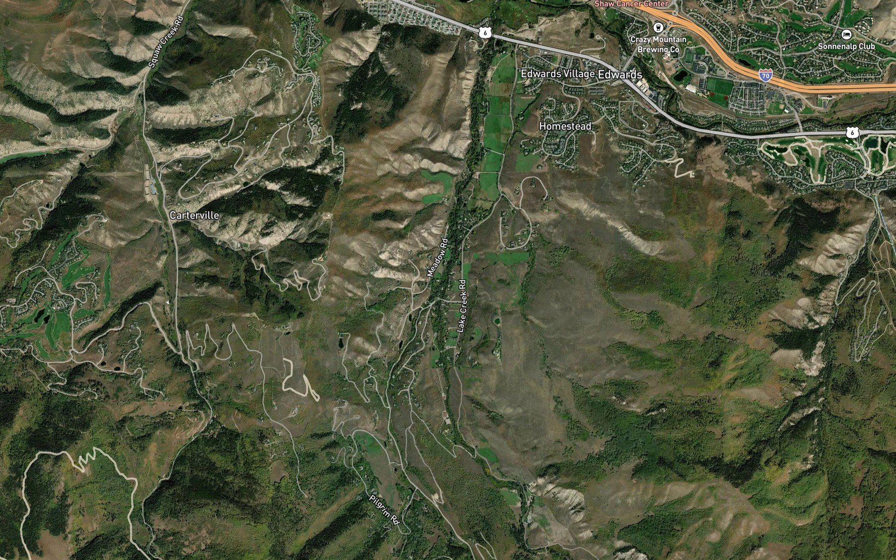 Satellite map of the West Lake Creek