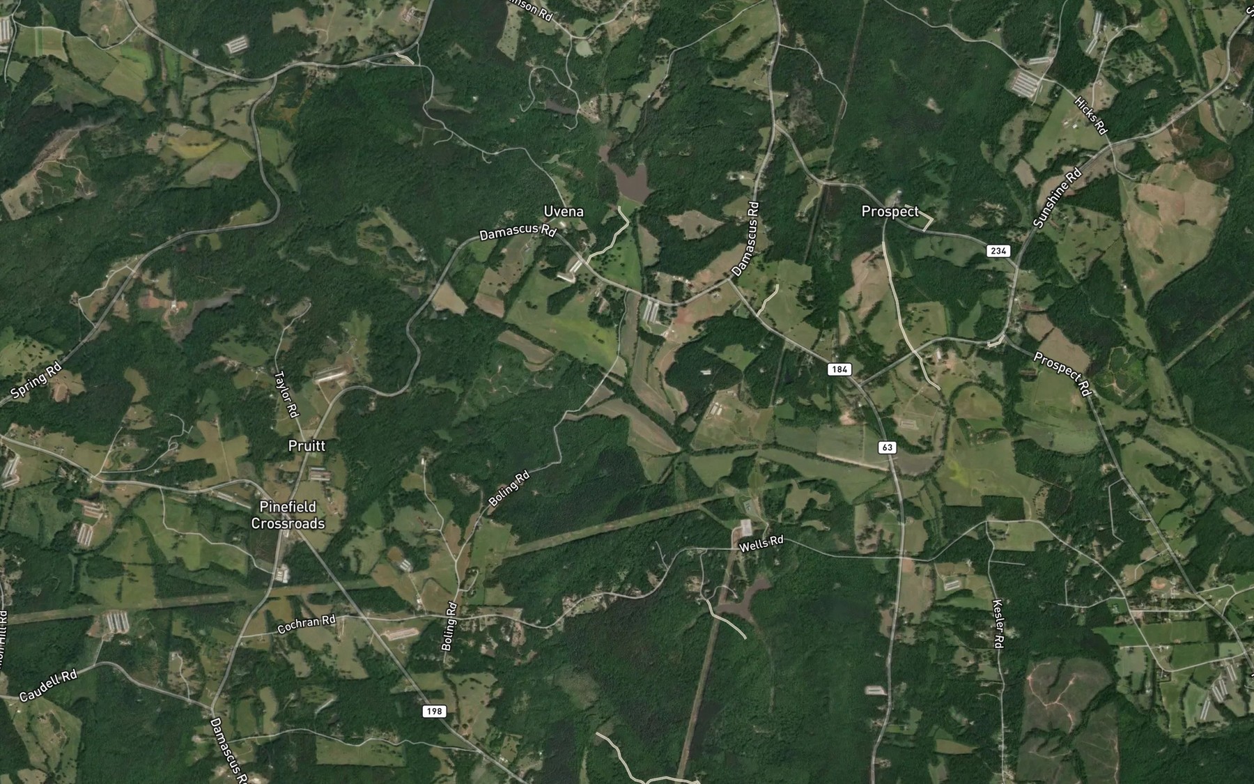 Satellite map of the Tates Creek