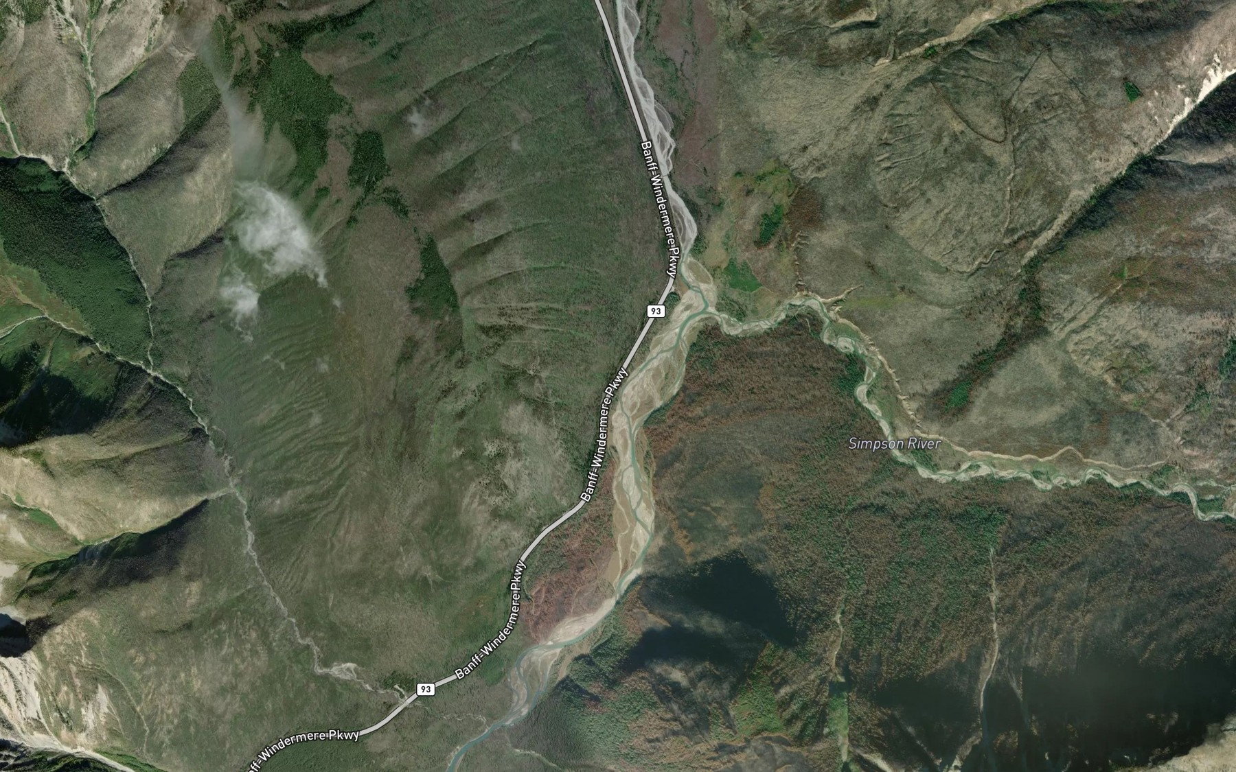 Satellite map of the Simpson River
