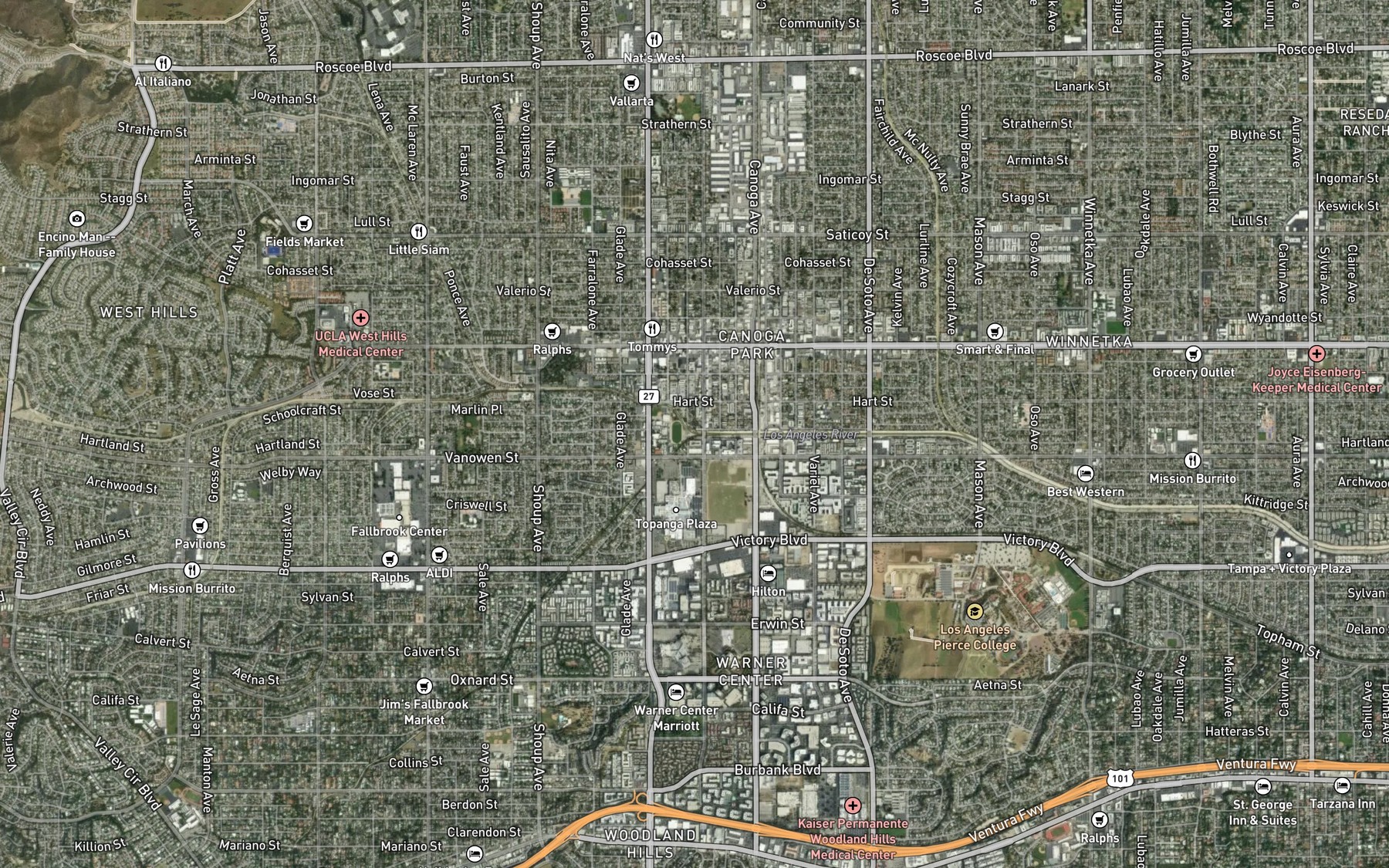 Satellite map of the Arroyo Calabasas
