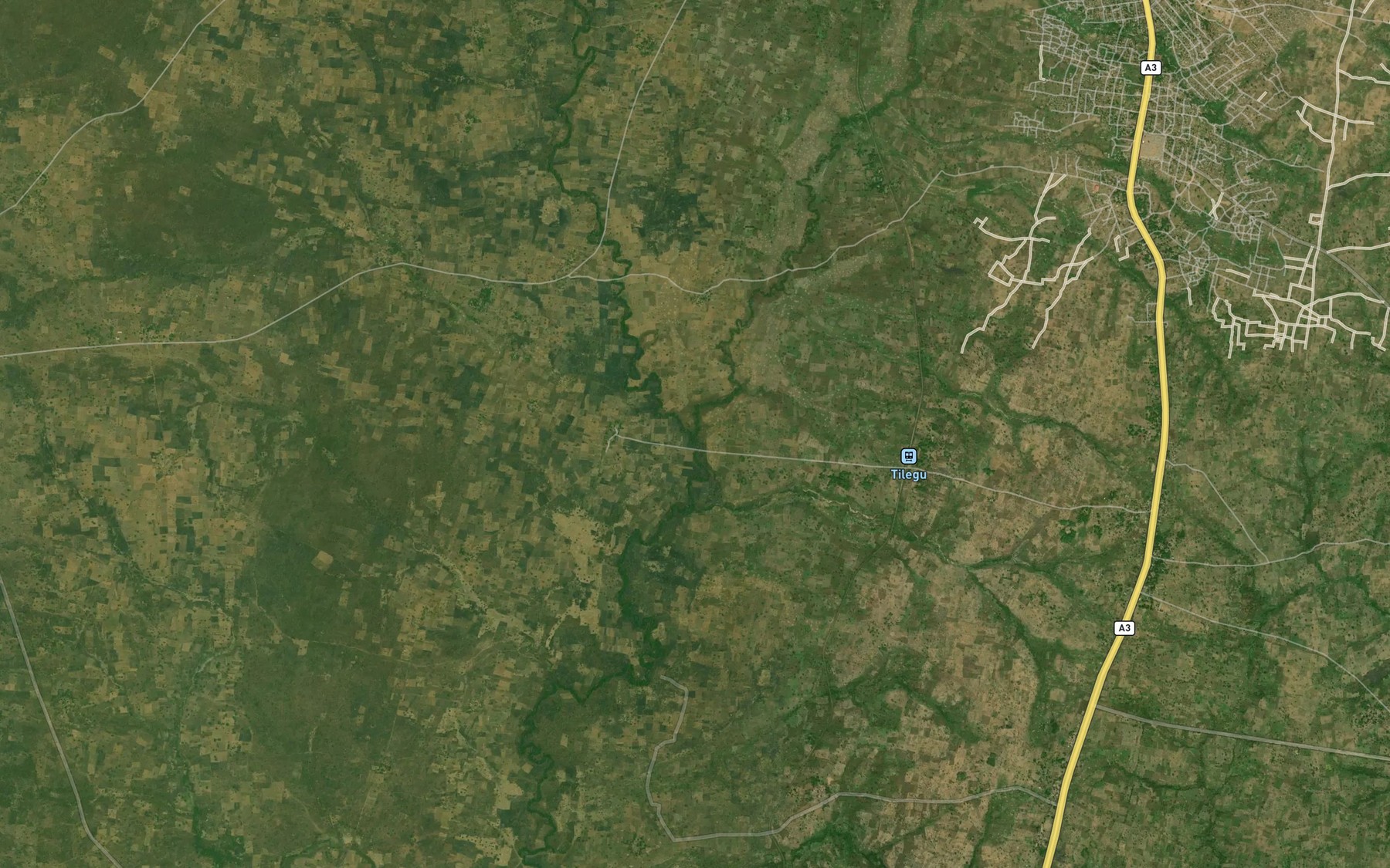 Satellite map of the River Agu