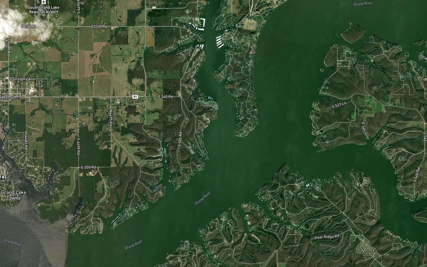 Satellite map of the Neosho River