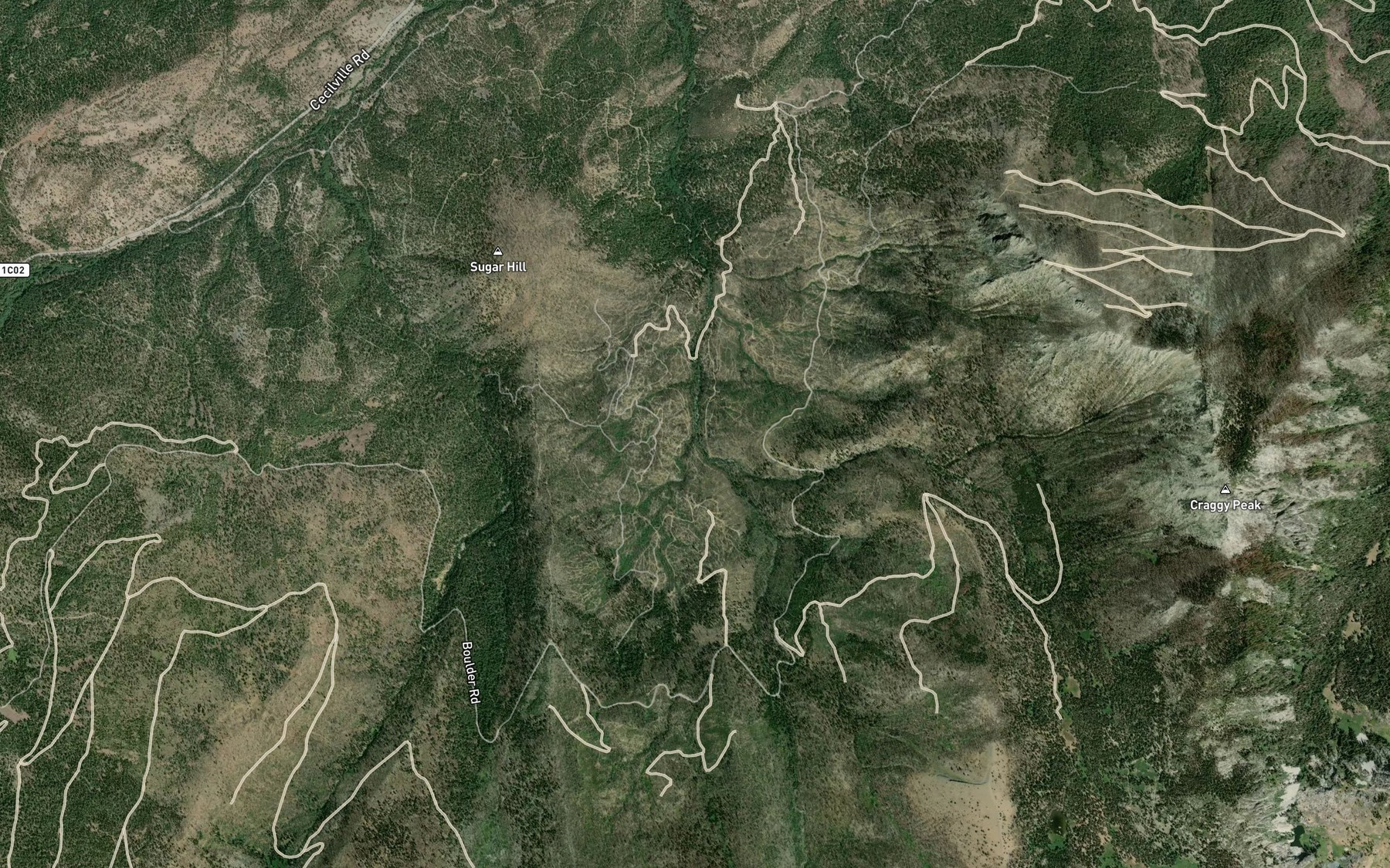 Satellite map of the West Boulder Creek