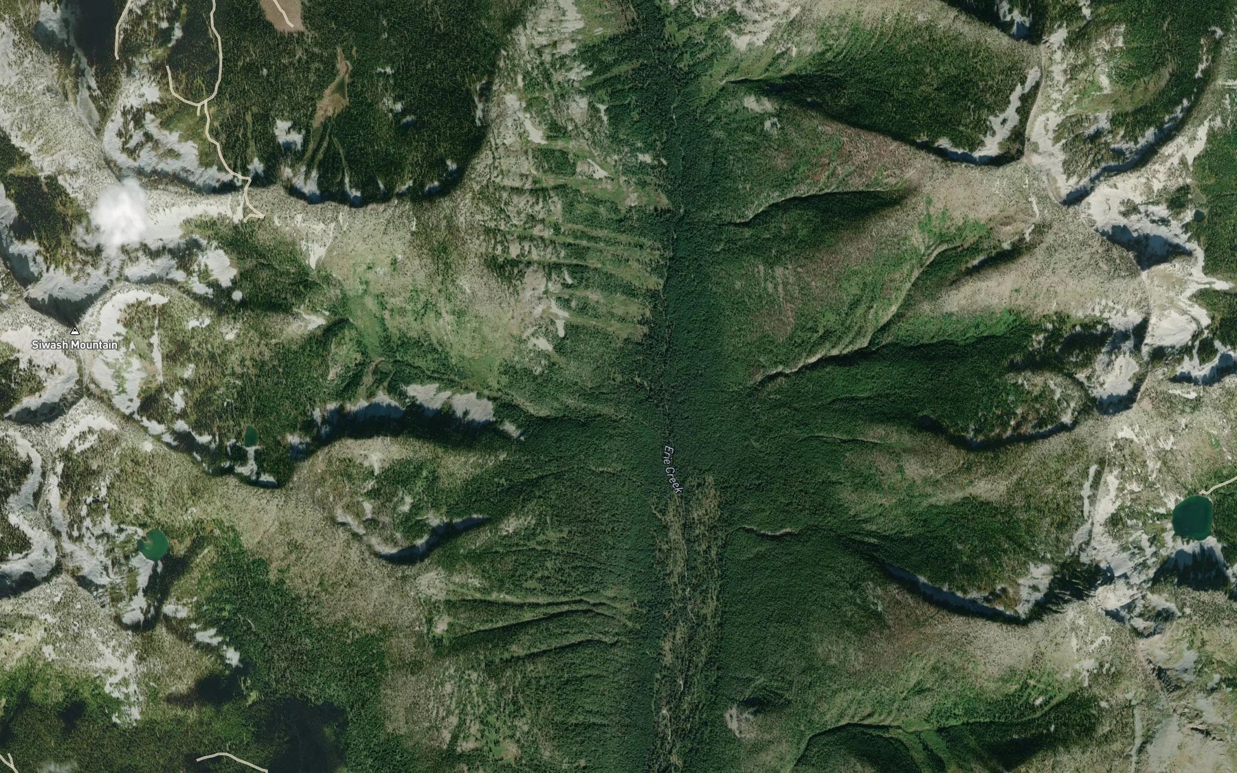 Satellite map of the Rush Creek