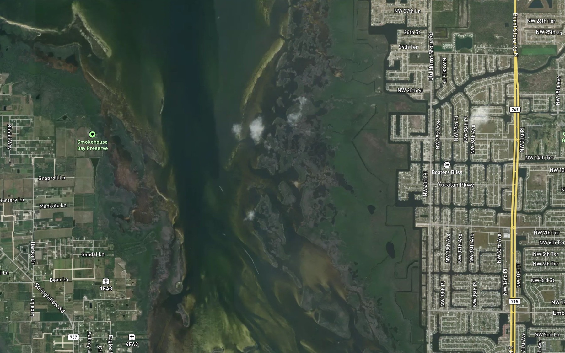 Satellite map of the Big Dead Creek