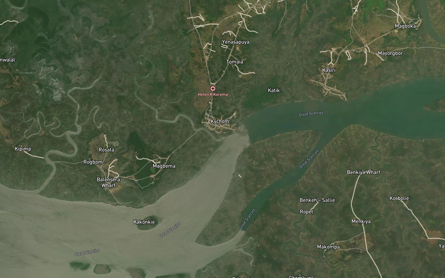 Satellite map of the Kichom Creek