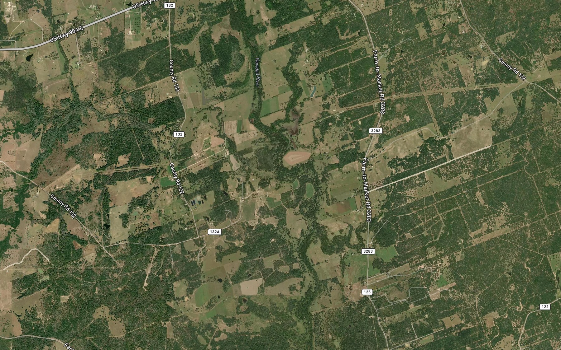 Satellite map of the Brushy Creek