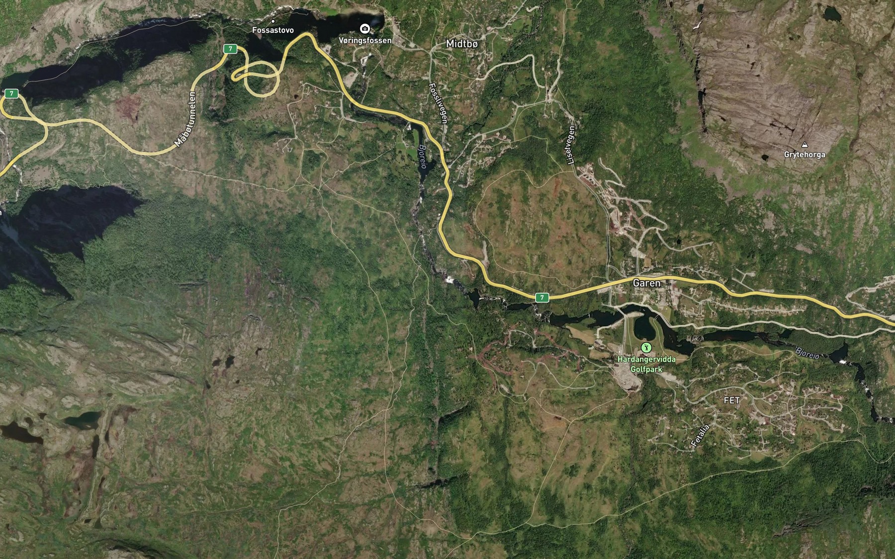 Satellite map of the Engjafoss