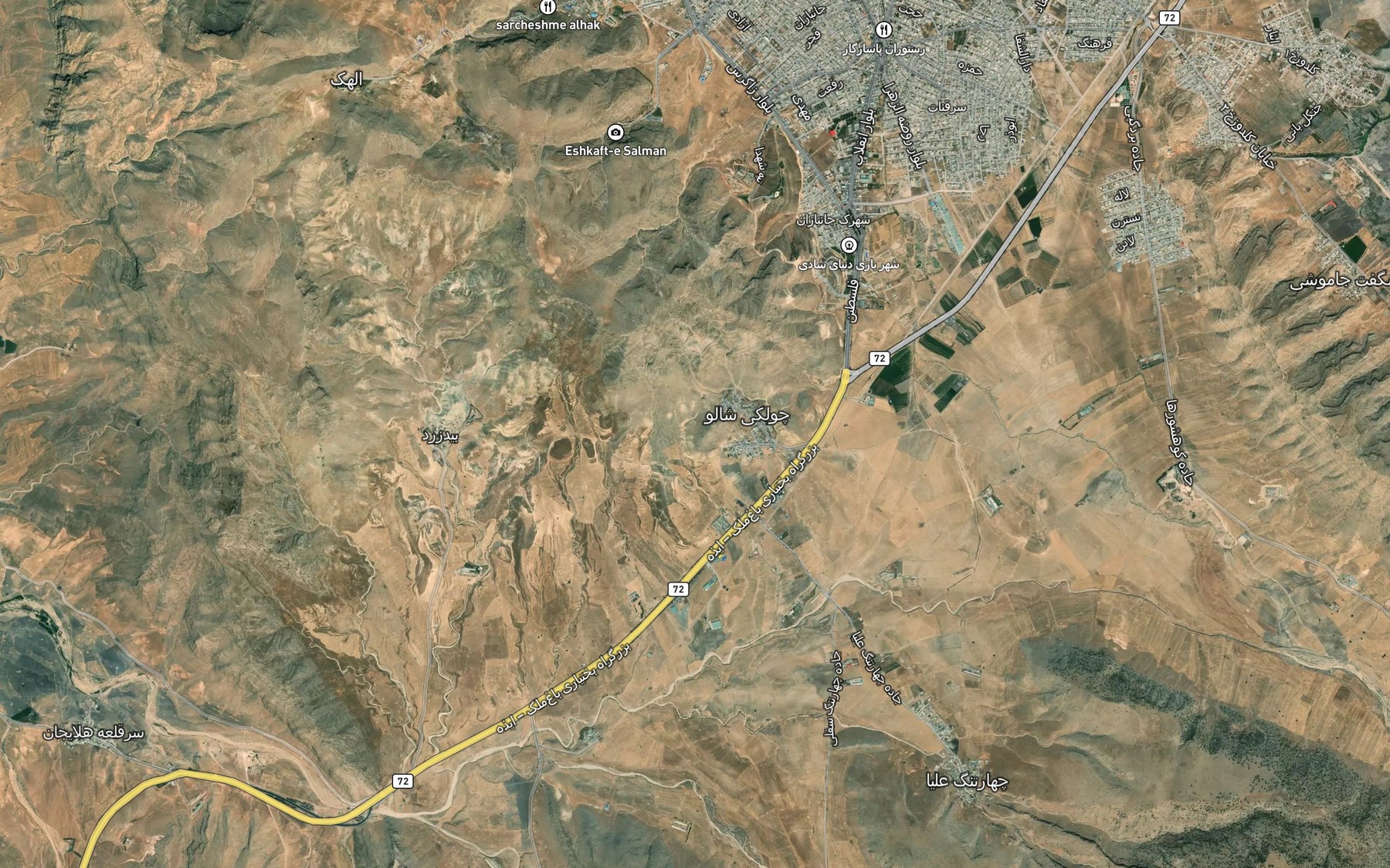 Satellite map of the Chel Cheshmeh