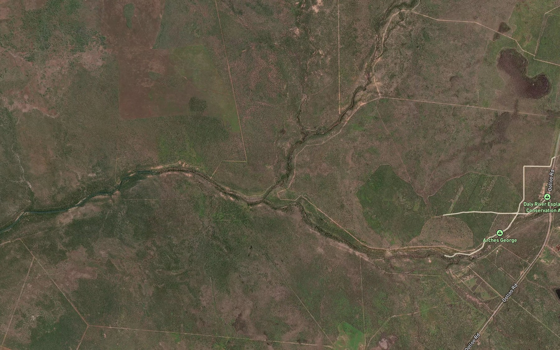 Satellite map of the Hayes Creek