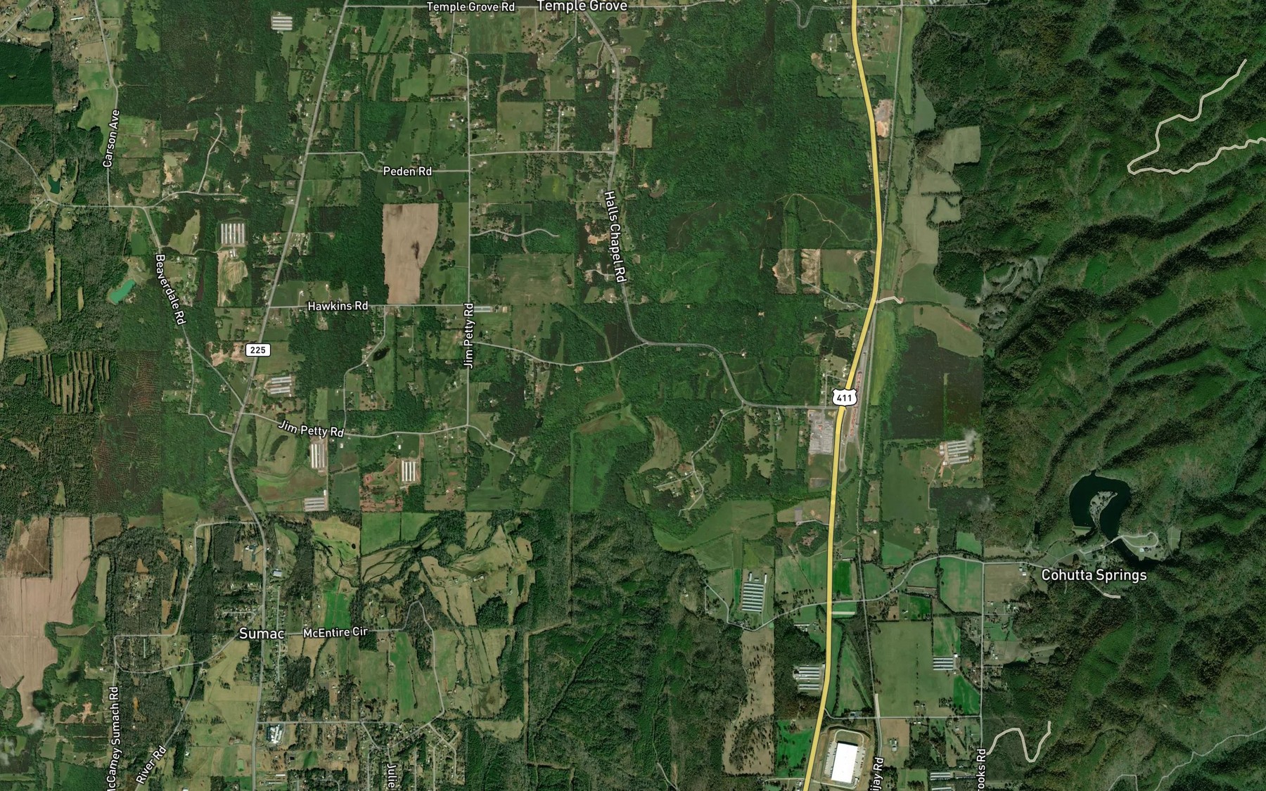 Satellite map of the Campbell Branch